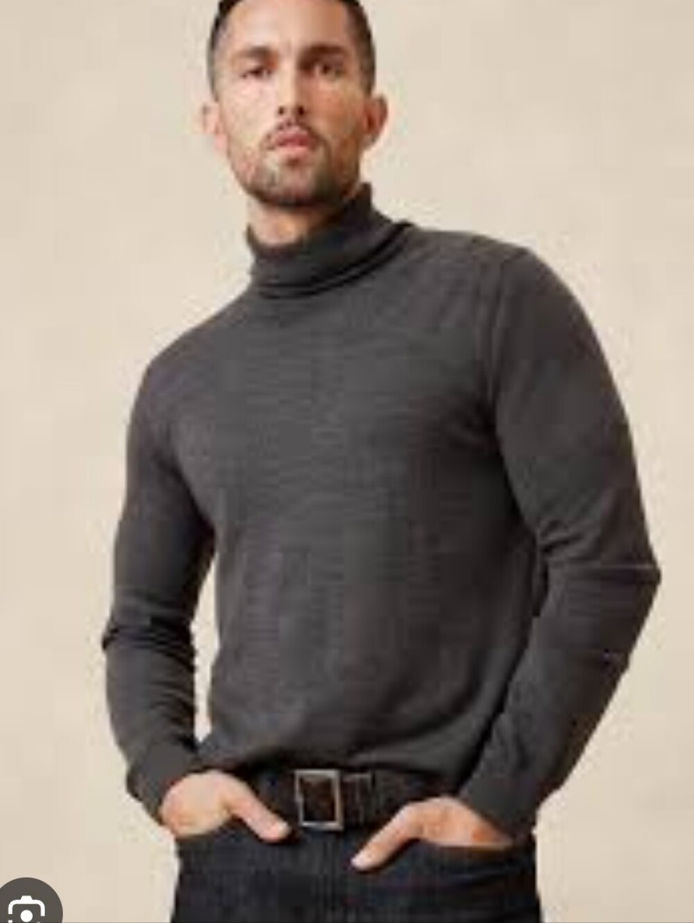 Banana Republic Italian Merino Wool Charcoal Turtleneck New Sweater Large